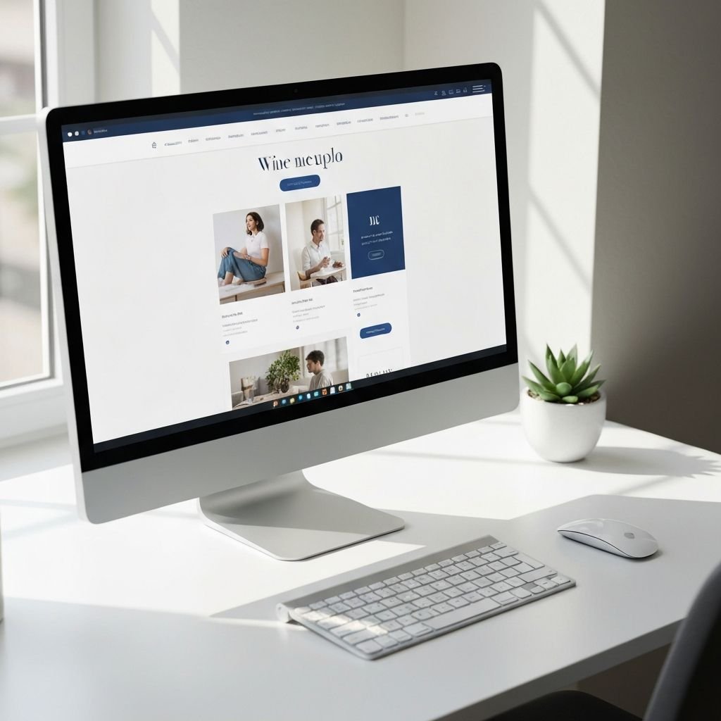 Moderne werkplek met website design op scherm